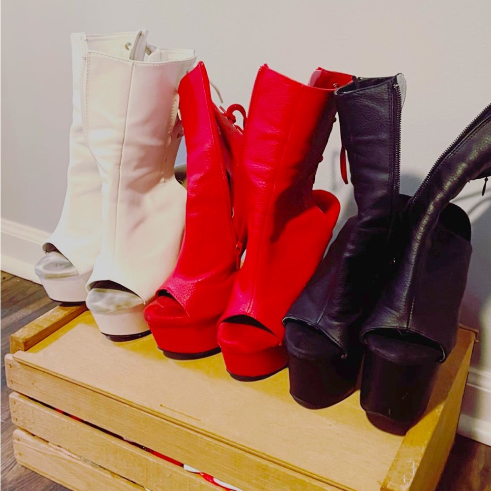 Pleaser exotic dancer open toe boots